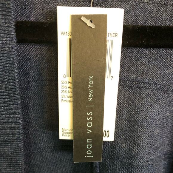 NWT Joan Voss Cardigan Size Medium Dark Blue Wool Blend Open Front Dolman Sleeve - Picture 4 of 6